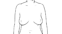 Click Image to Enlarge Illustration of breast self-examination, step 1, arms at side